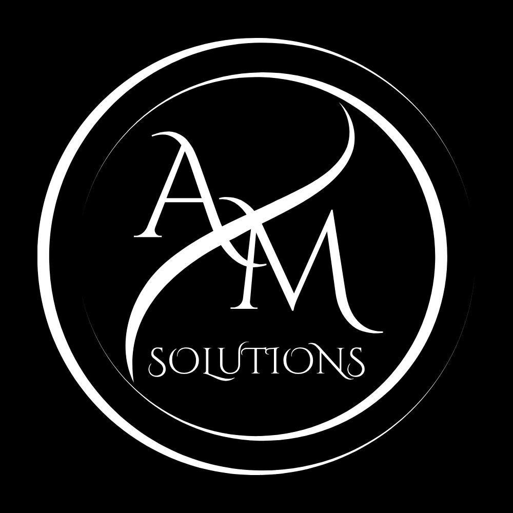 AM Solutions Logo white blk bgd